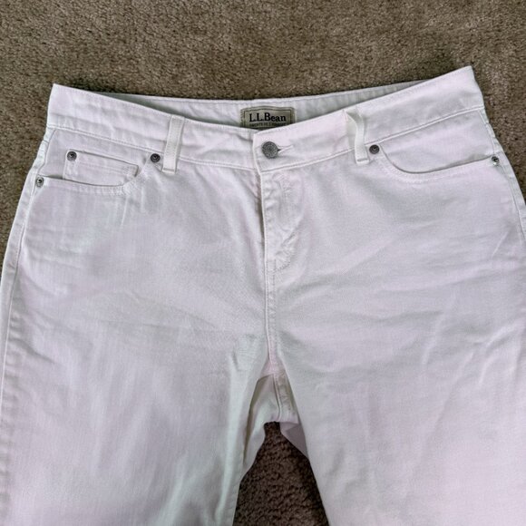 LL Bean Favorite Fit Cropped Capri Pants Womens Size 14 Petite White 35x19 E729 - Picture 2 of 13